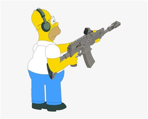 Homer Simpson Psd Homer Simpson With Gun Transparent Png 356x400