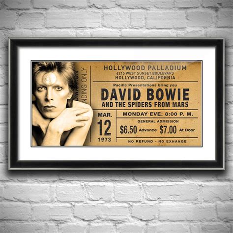 Digital File Only David Bowie Ticket Stub Poster Artwork Etsy