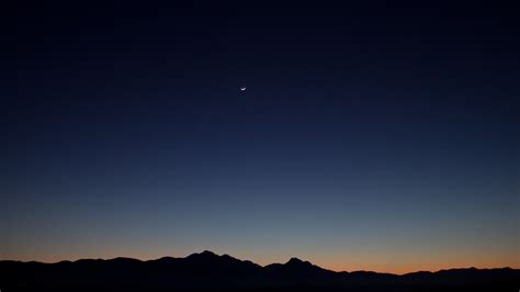 Sunset Landscapes Moon Night Sky Silhoutte Crescent Moon