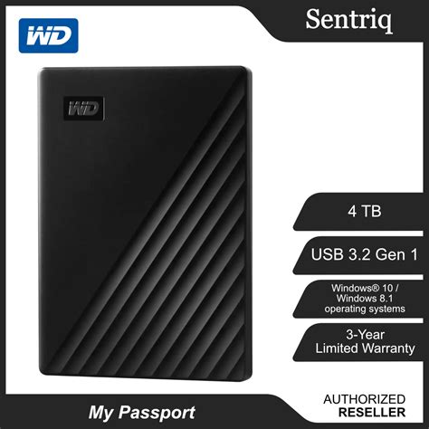 Wd My Passport 4tb Portable External Hard Disk Black Colour Original