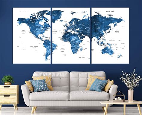 World Map Masterpiece Wall Art By My Great Canvas 3 Piece