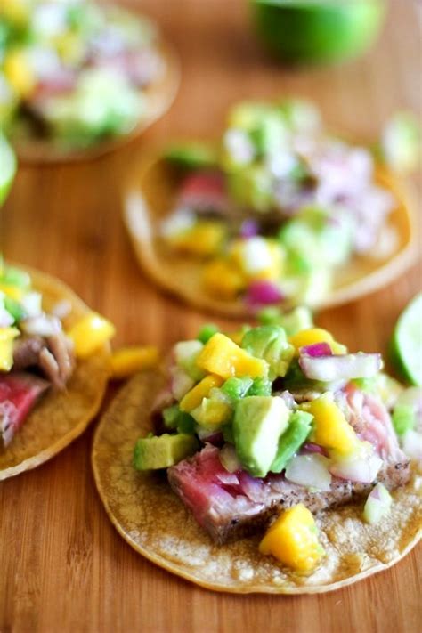 Add to tracking add to compare create recipe add to my foods. Seared Ahi Tacos with Mango Avocado Salsa
