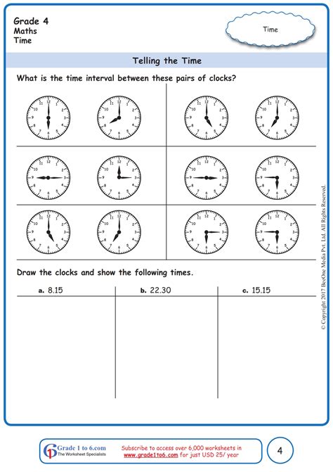 Time Interval Worksheets
