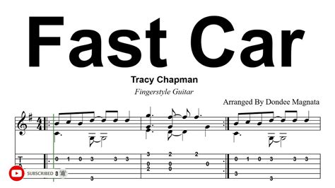 Fast Car Tracy Chapman Fingerstyle Guitar Tabs Youtube