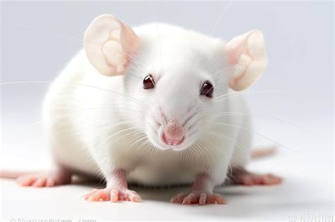 Premium Photo Close Up Of An Albino White Lab Mouse Against A White