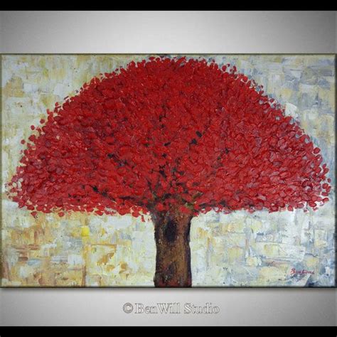 Red Tree Painting Original Contemporary Art In Red By Benwill