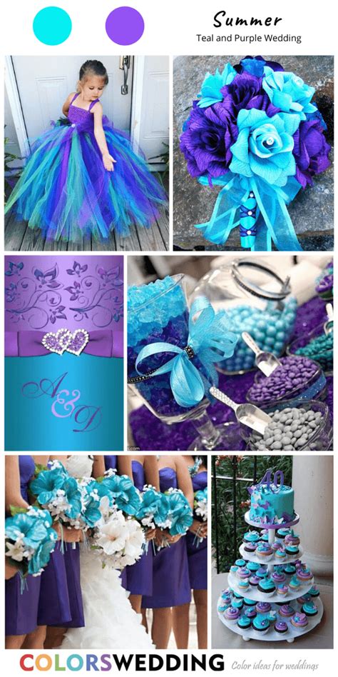 Best 8 Teal And Purple Wedding Color Ideas Purple Summer Wedding