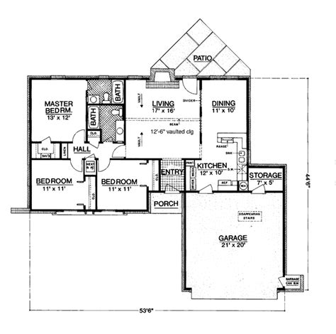 Ranch Style House Plan 3 Beds 2 Baths 1200 Sqft Plan 45 559