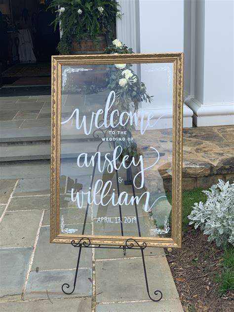 Wedding Welcome Sign Calligraphy Glass Bricolage