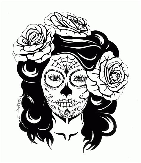 Women Sugar Skull Coloring Pages Clip Art Library