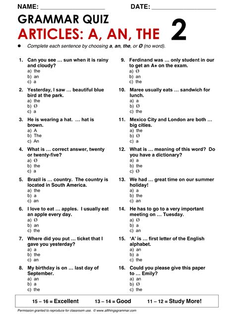 English Basic Grammar Worksheets