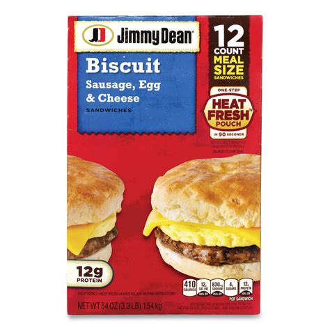 Jimmy Dean Biscuit Breakfast Sandwich Sausage Egg And Cheese 54 Oz