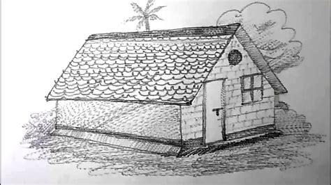Pencil Drawing Of A Single House By Mohammad Kakar