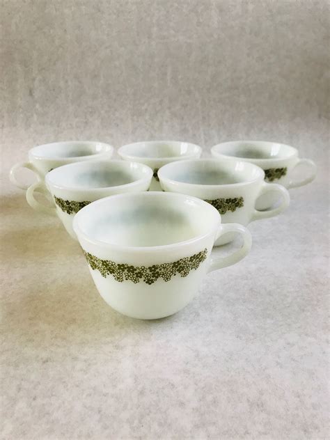 Vintage Pyrex Crazy Daisy Coffee Cups Tea Cups Milk Glass Cups Etsy