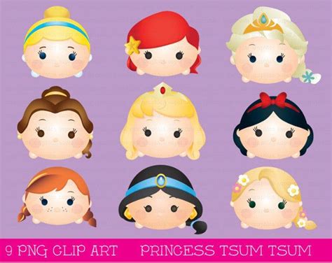 Princess Tsum Tsum Clipart Tsum Tsum Graphics Disney Tsum Etsy In