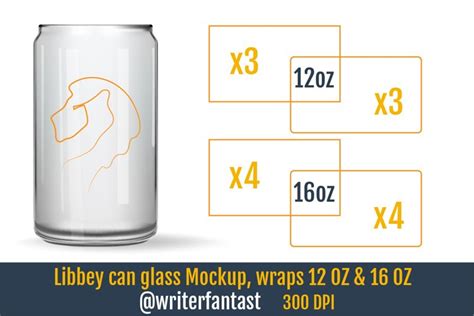 Libbey Beer Can Glass Mockup Wraps 12 And 16 Oz