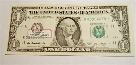 1 Us Frn Star Note Kdallas Series 2013 One Dollar