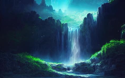 Premium Photo Fantasy Concept Showing Mystical Waterfall In The