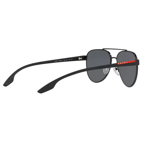prada linea rossa ps 54ts men s polarised aviator sunglasses black grey at john lewis and partners