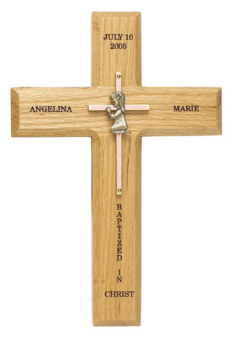 Baptism Wall Cross Personalized Solid Oak And Brass Laser Etsy
