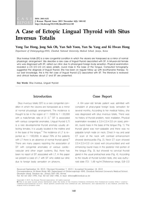 Pdf A Case Of Ectopic Lingual Thyroid With Situs Inversus Totalis