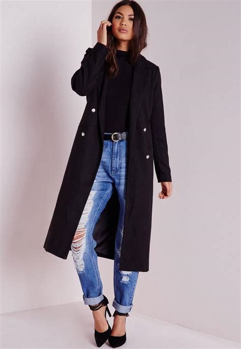 Tailored Longline Military Coat Black Missguided