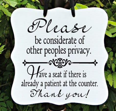 Privacy Sign Seating Sign Waiting Area Office Sign