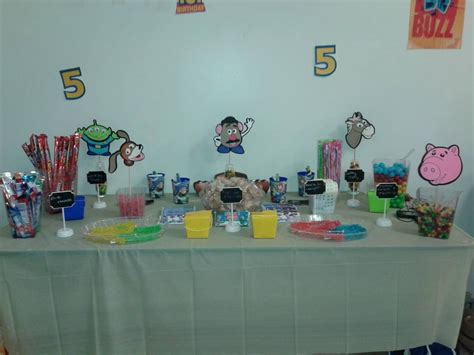 Toy Story Colored Candy Buffet Snack Station Table Set Up Colorful