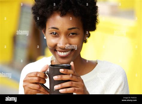 Close Up Portrait Of A Beautiful African American Woman Smiling With