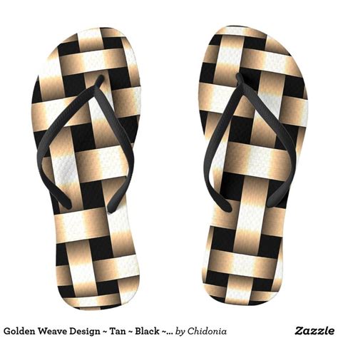 Golden Weave Design Tan Black Gold Flip Flops Gold Flip Flops