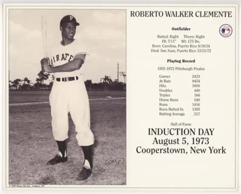 1990 Present Hall Of Fame Induction Cards Roberto Clemente Hof 3589