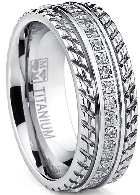 Ringwright Co Mens Titanium Wedding Band Engagement Eternity Ring