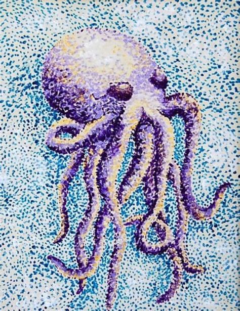 Items Similar To Print Of Original Stipple Octopus Painting On Etsy