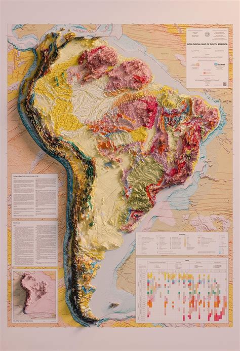 South America Geology Etsy Geology Map Relief Map