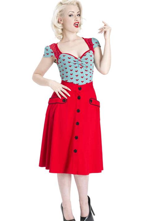 red rockabilly skirt separates pinup empire clothing
