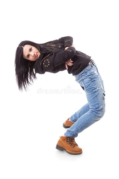 Modern Hip Hop Dance Girl Pose On Isolated Background Stock Photo