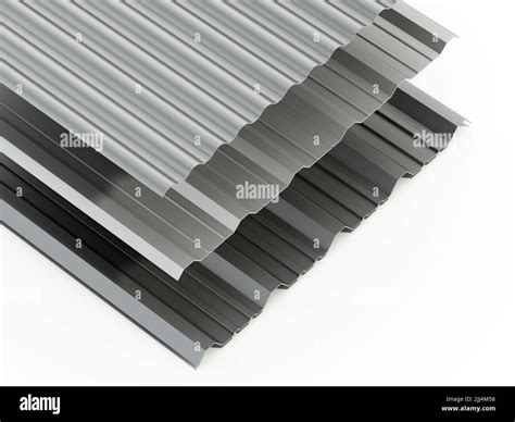 Corrugated Metal Sheets Isolated On White Background 3d Illustration
