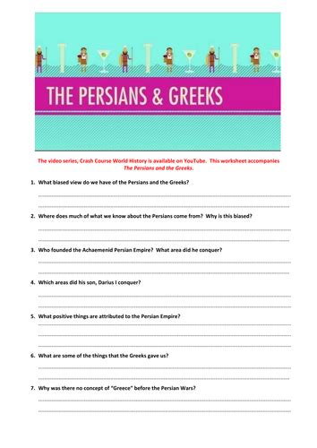 crash course world history the persians and the greeks teaching resources