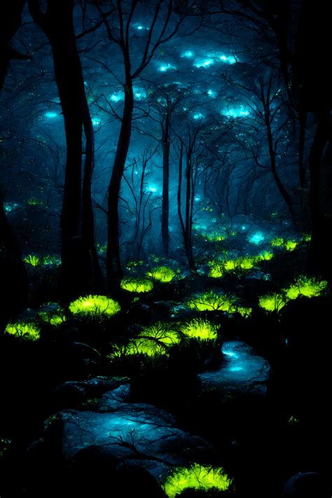 Bioluminescent Forest Midjourney