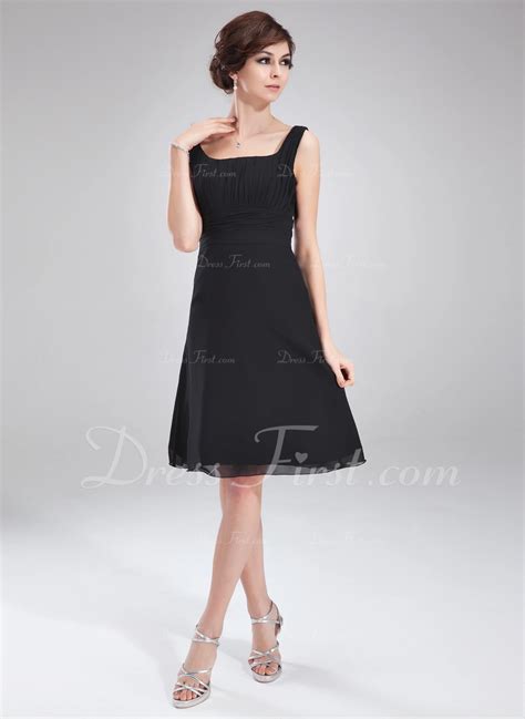 A Line Princess Square Neckline Knee Length Chiffon Cocktail Dress With Ruffle Bow S 016021271