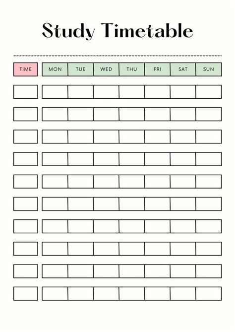 Free And Customizable Timetable Templates