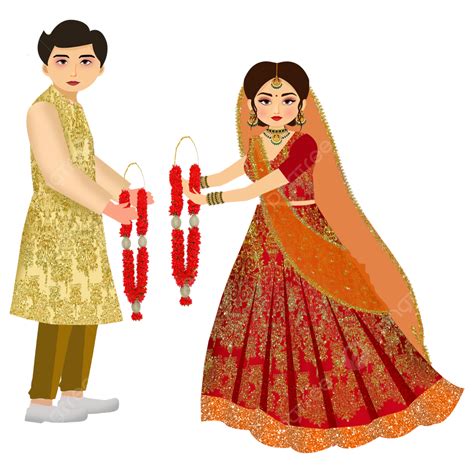 Indian Wedding Varmala Couple Outfits Red Lehenga Bride And Sherwani
