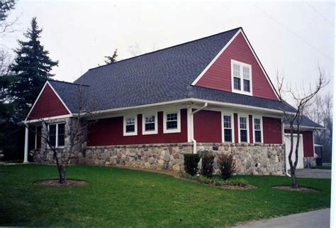 Red House Black Roof Rock Front Farm House Ideas House Paint