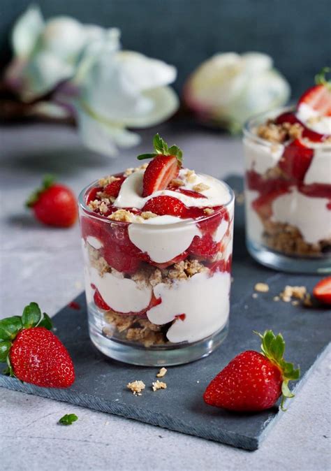 Strawberry Parfait Dessert In A Jar Elavegan