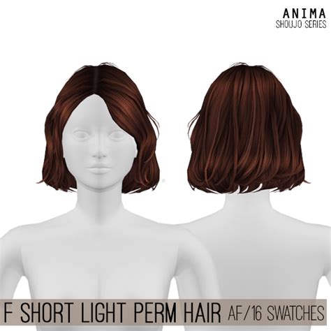 Female Short Light Perm Hair For The Sims 4 By Anima Sims 4 Curly Hair
