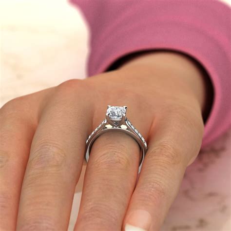 Classic Cathedral Cushion Cut Swarovski Engagement Ring Yalish Diamonds