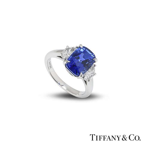 Tiffany And Co Platinum Sapphire And Diamond Ring Rich Diamonds