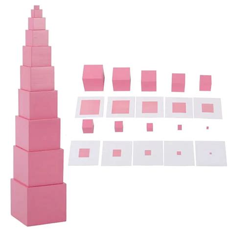 Montessori Paper Pink Card And Pink Tower Baby Toy Early Childhood
