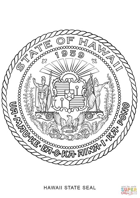 Hawaii State Seal coloring page  Free Printable Coloring Pages