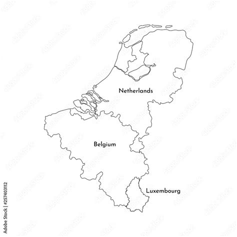 vector illustration with simplified map of european benelux states belgium netherlands